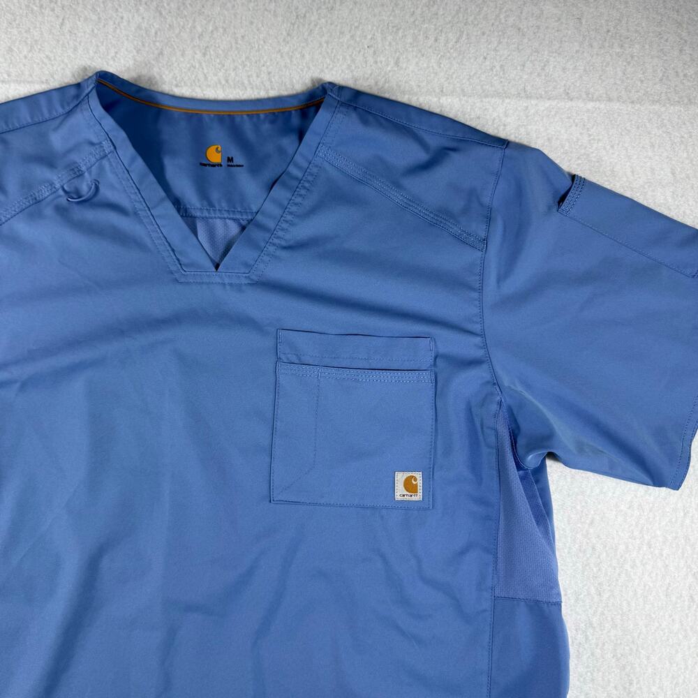 Men's Carhartt Force Liberty Twill chest Pocket Scrub Top Medium Cell Blue